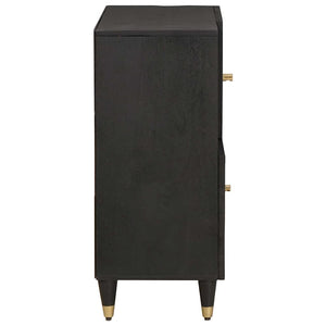 Schwarzes Mango Sideboard mit Regal 80cm