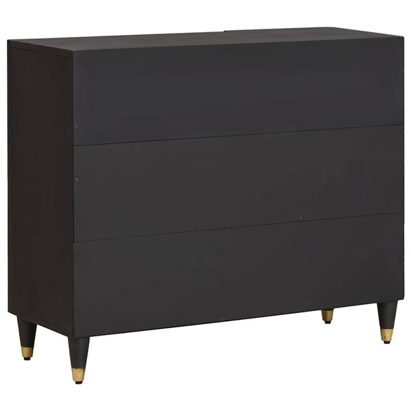 Schwarzes Mango Massivholz Sideboard mit Regal