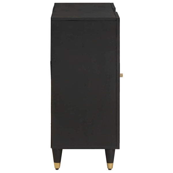 Schwarzes Mango Massivholz Sideboard mit Regal