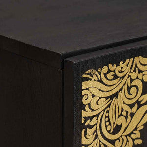 Schwarzes Mango Massivholz Highboard mit Regal
