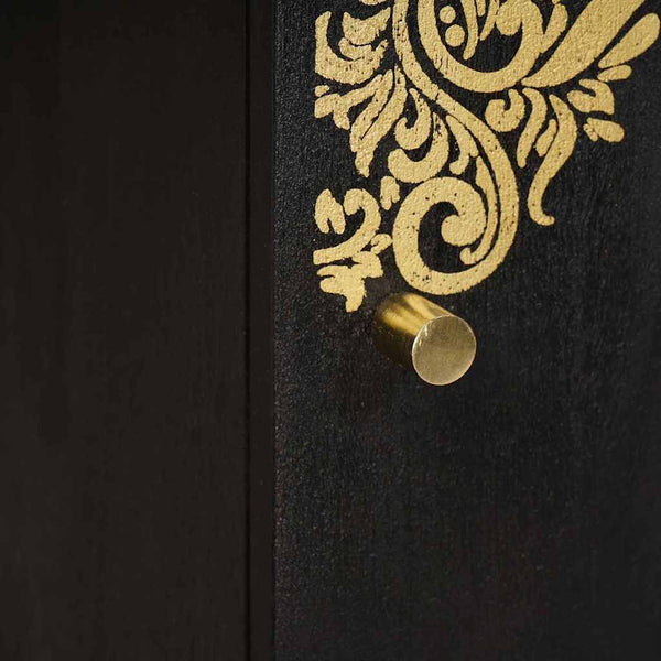 Schwarzes Mango Massivholz Highboard mit Regal