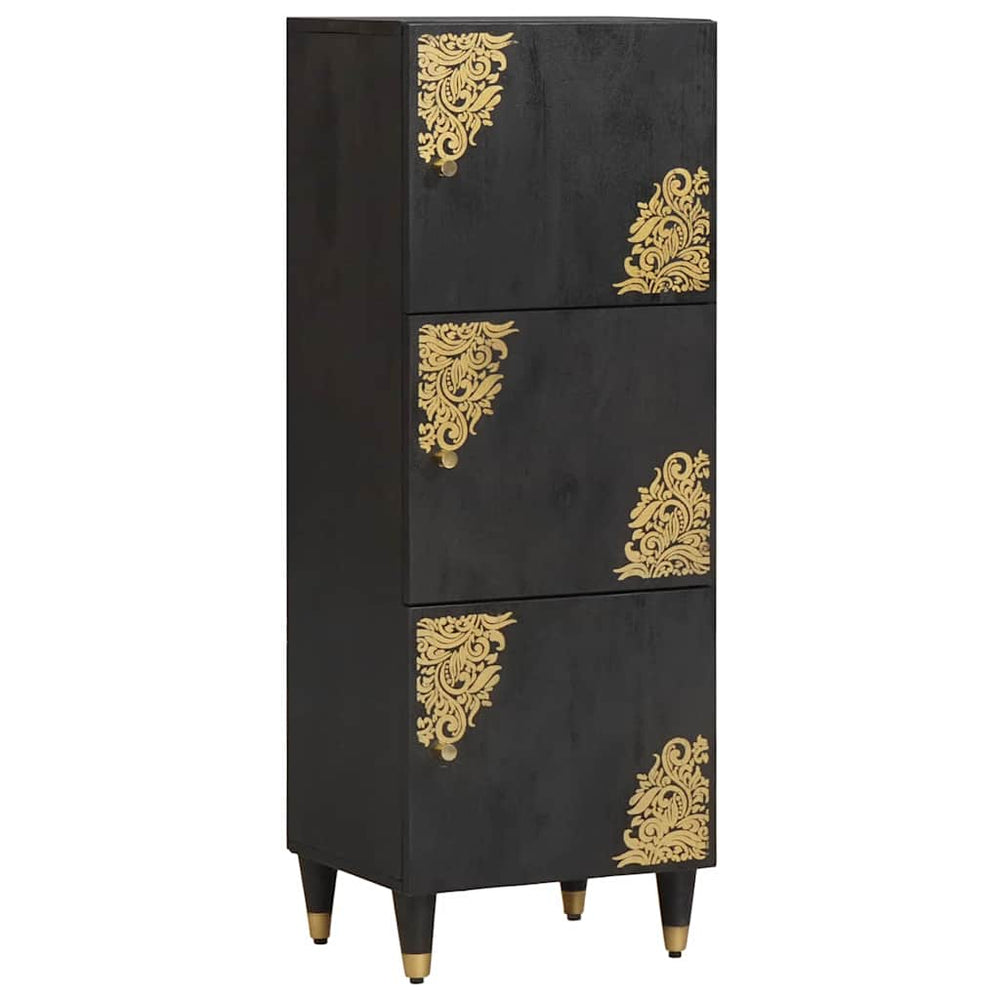 Schwarzes Mango Massivholz Highboard mit Regal