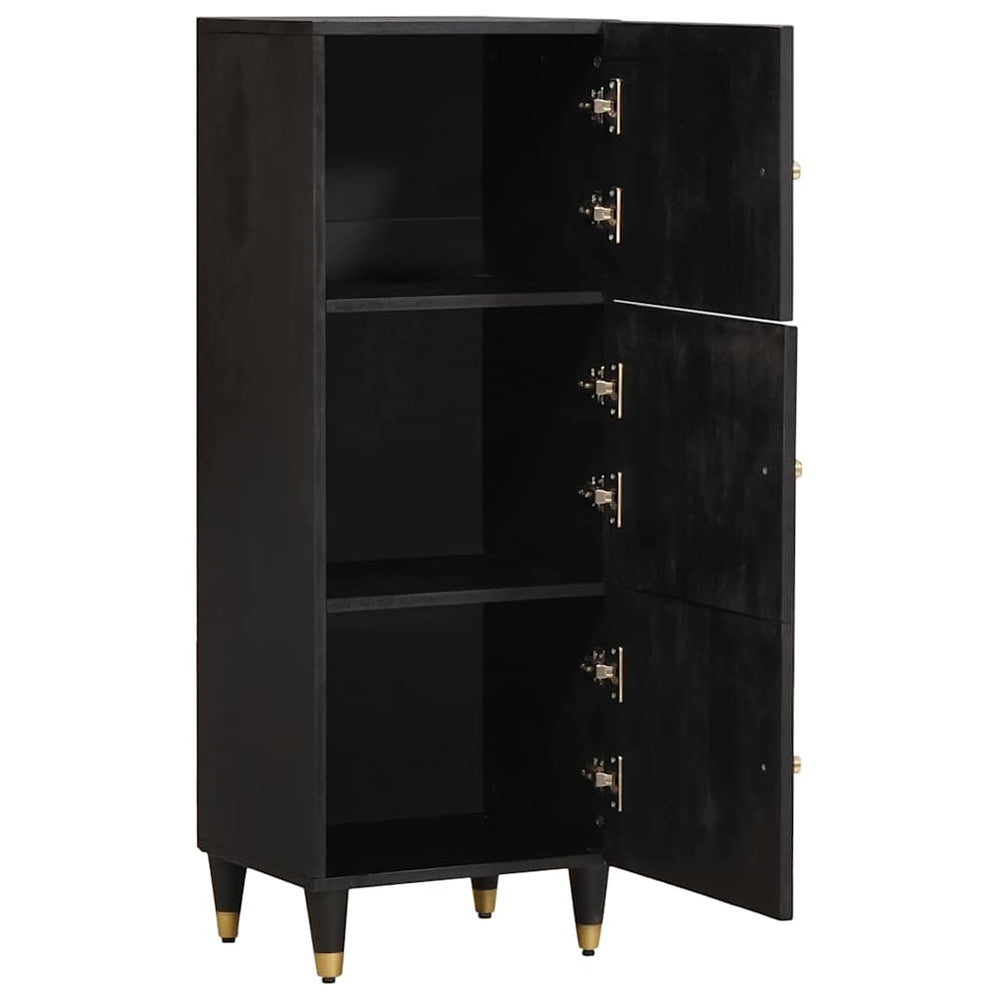 Schwarzes Mango Massivholz Highboard mit Regal