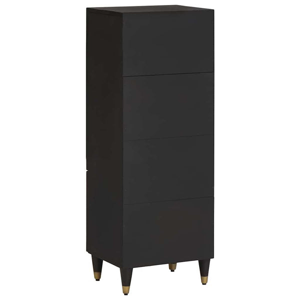 Schwarzes Mango Massivholz Highboard mit Regal