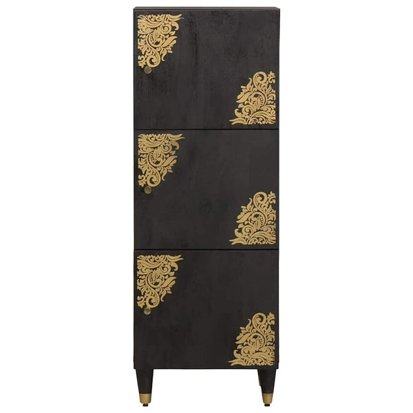 Schwarzes Mango Massivholz Highboard mit Regal