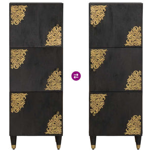 Schwarzes Mango Massivholz Highboard mit Regal