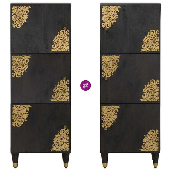 Schwarzes Mango Massivholz Highboard mit Regal