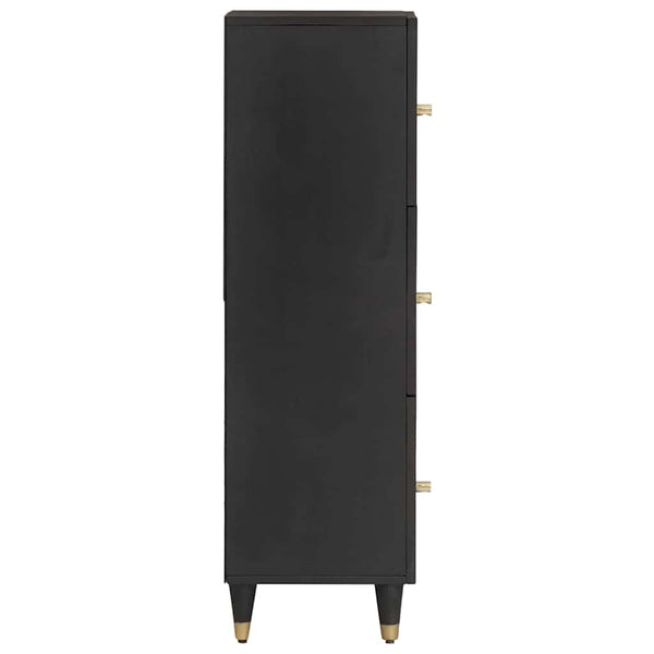 Schwarzes Mango Massivholz Highboard mit Regal