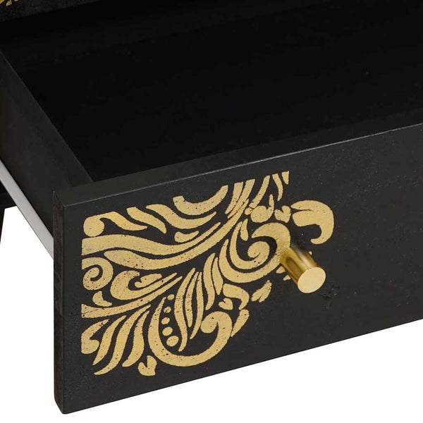 Schwarzes Mango Highboard mit Regal, 60 cm