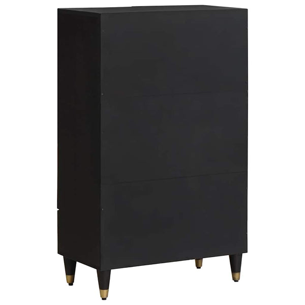 Schwarzes Mango Highboard mit Regal, 60 cm