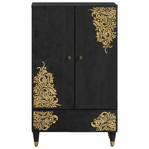 Schwarzes Mango Highboard mit Regal, 60 cm