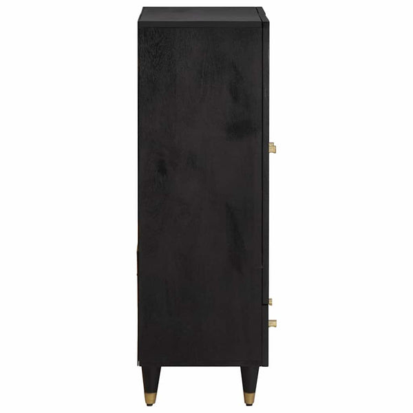 Schwarzes Mango Highboard mit Regal, 60 cm