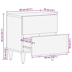Nachttisch Braun Akazie Massivholz 40x33,5x46 cm