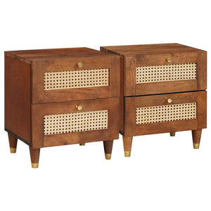 vidaXL Tables de chevet 2 pcs Marron 40 x 33,5 x 46 cm Bois de Sesham massif