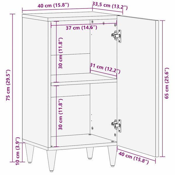 Sideboard Braun Mango Massivholz 40x33,5x75cm