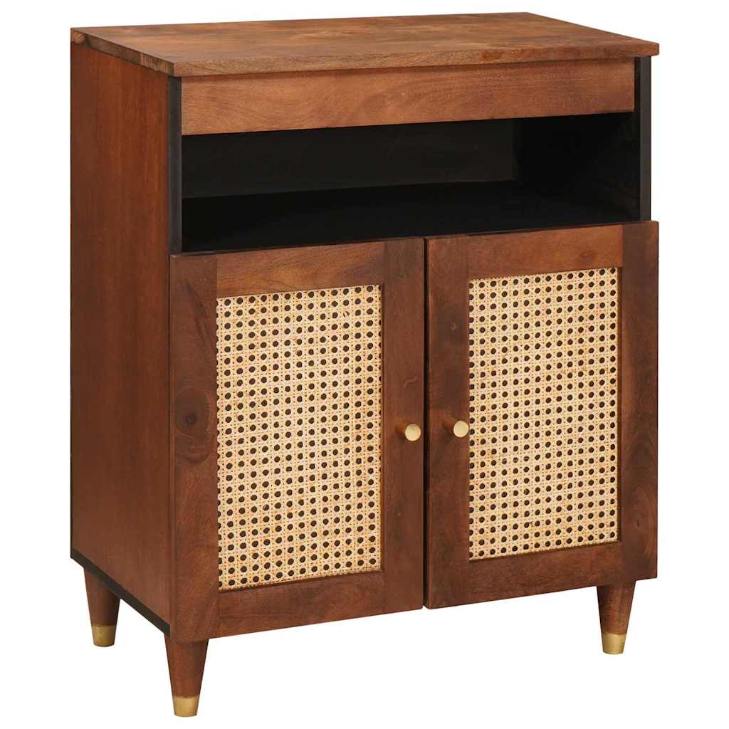 Brauner Mangoholz-Seitenschrank, 60 cm