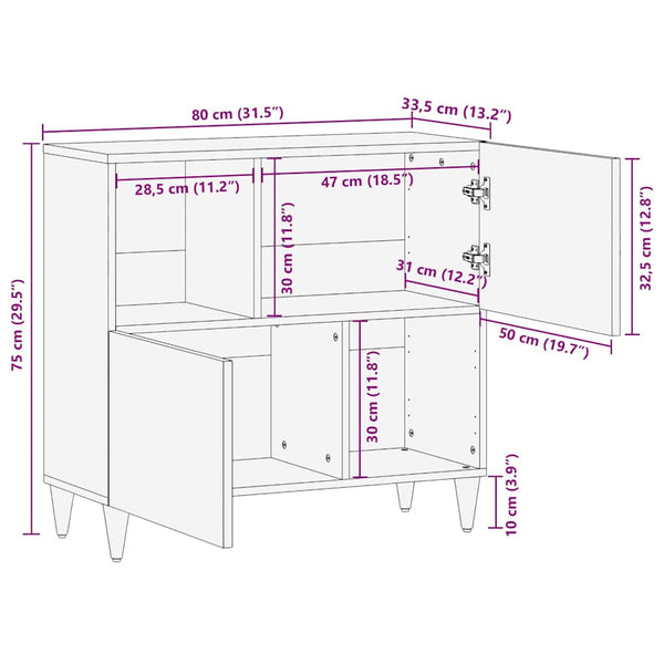 Sideboard Braun Mango Massivholz 80cm