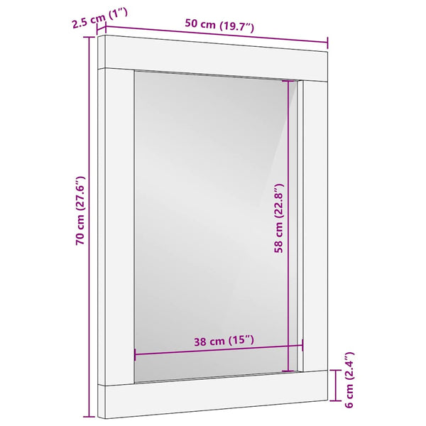 Rechteckiger Spiegel Braun Silber 50x70 cm