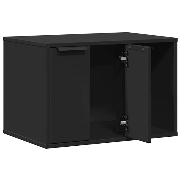 Schwarze Katzenklo-Box aus Holzwerkstoff, 60x40x40 cm