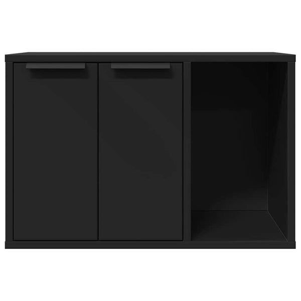 Schwarze Katzenklo-Box aus Holzwerkstoff, 60x40x40 cm