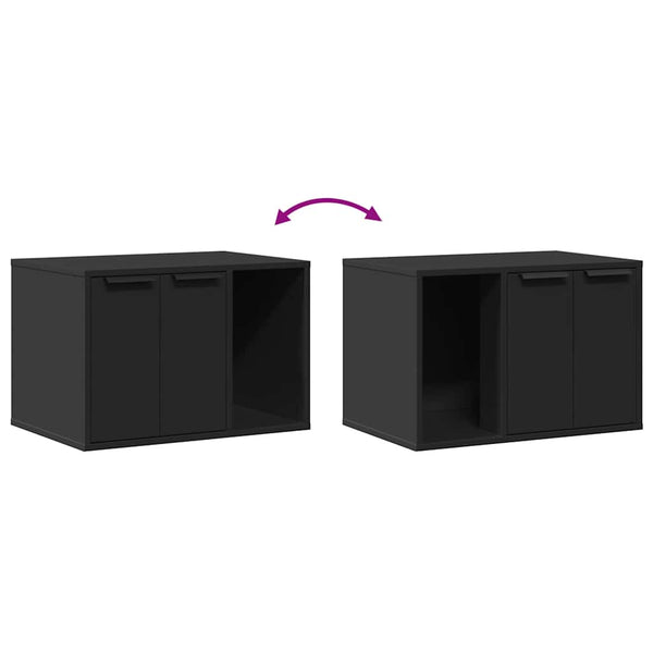 Schwarze Katzenklo-Box aus Holzwerkstoff, 60x40x40 cm