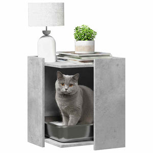 vidaXL Bac à litière pour chat gris béton 42x42x51 cm Bois d'ingénierie