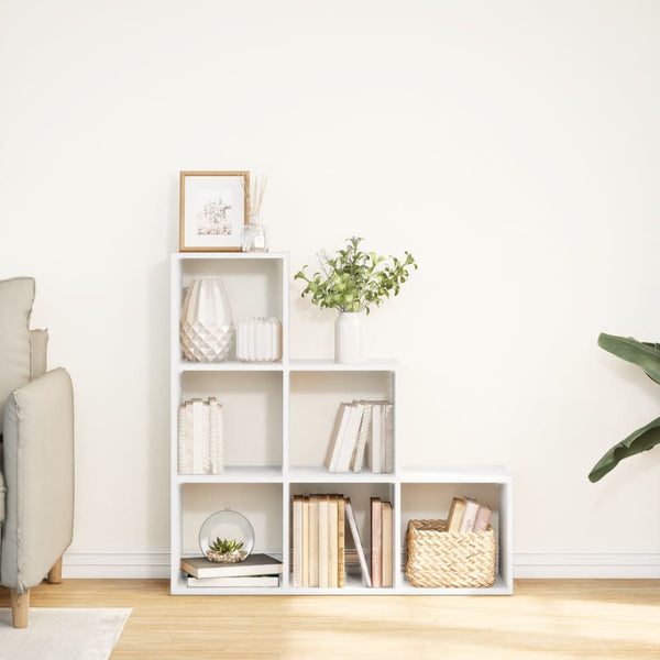 vidaXL Séparateur de pièce Bibliothèque à 3 niveaux Blanc 99x29x99 cm Bois d'ingénierie