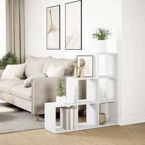 vidaXL Séparateur de pièce Bibliothèque à 3 niveaux Blanc 99x29x99 cm Bois d'ingénierie
