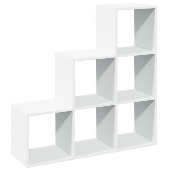 vidaXL Séparateur de pièce Bibliothèque à 3 niveaux Blanc 99x29x99 cm Bois d'ingénierie