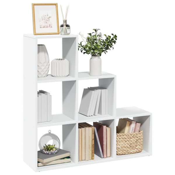 vidaXL Séparateur de pièce Bibliothèque à 3 niveaux Blanc 99x29x99 cm Bois d'ingénierie