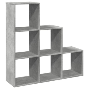 Betongraues Raumteiler-Bücherregal, 3 Etagen