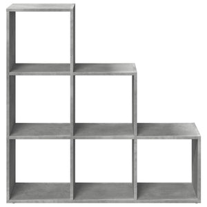 Betongraues Raumteiler-Bücherregal, 3 Etagen