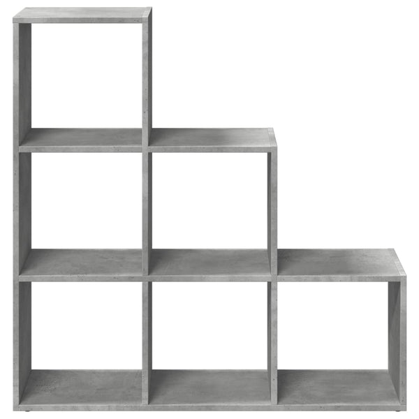 Betongraues Raumteiler-Bücherregal, 3 Etagen