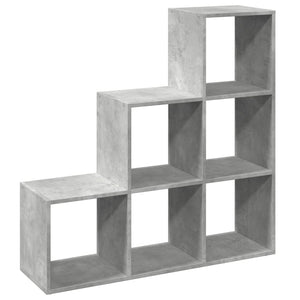 Betongraues Raumteiler-Bücherregal, 3 Etagen