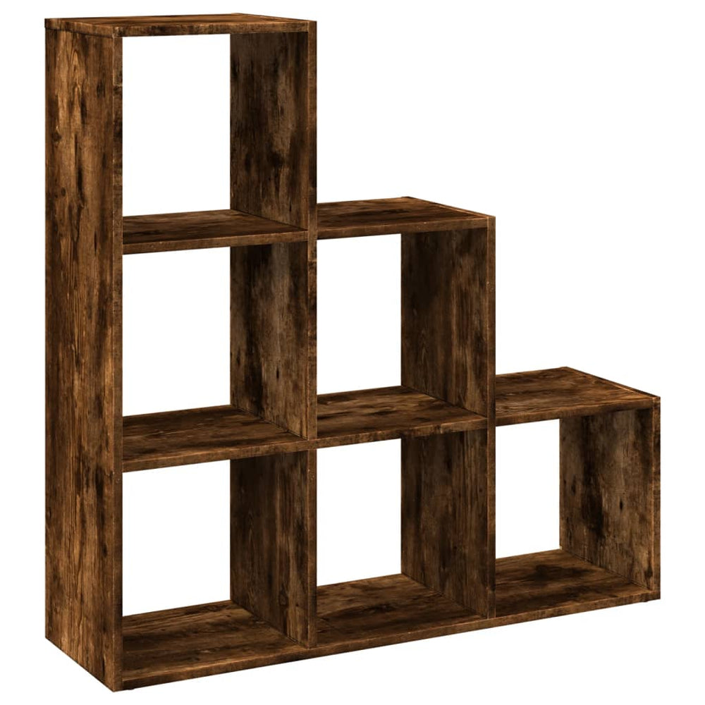 vidaXL Room Divider Bookcase 3 Tiers Smoked Oak 99x29x99 cm