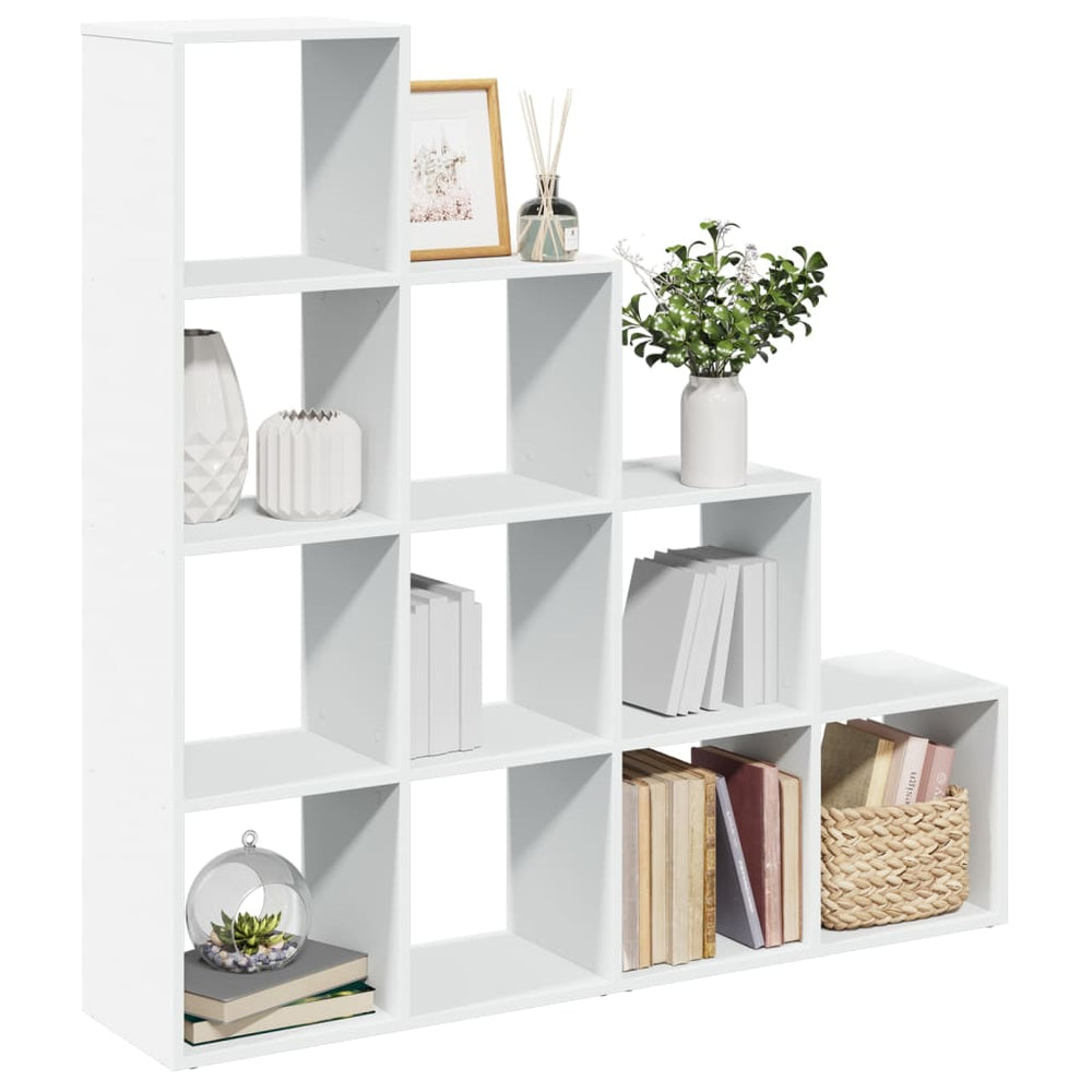 Weißes Raumteiler-Bücherregal mit 4 Stufen