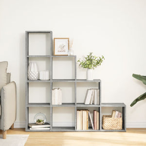 Betongraues Raumteiler-Bücherregal mit 4 Stufen