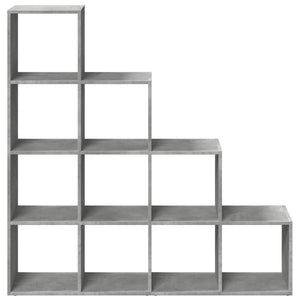 Betongraues Raumteiler-Bücherregal mit 4 Stufen