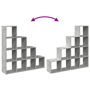 Betongraues Raumteiler-Bücherregal mit 4 Stufen