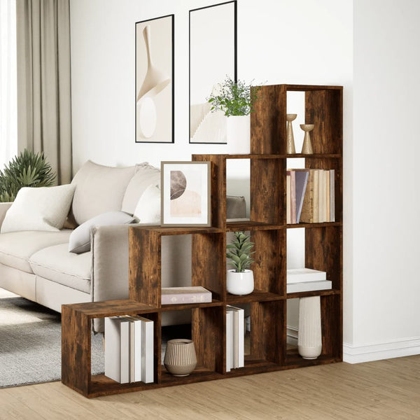 Raumteiler Bücherregal Räuchereiche, 4 Stufen