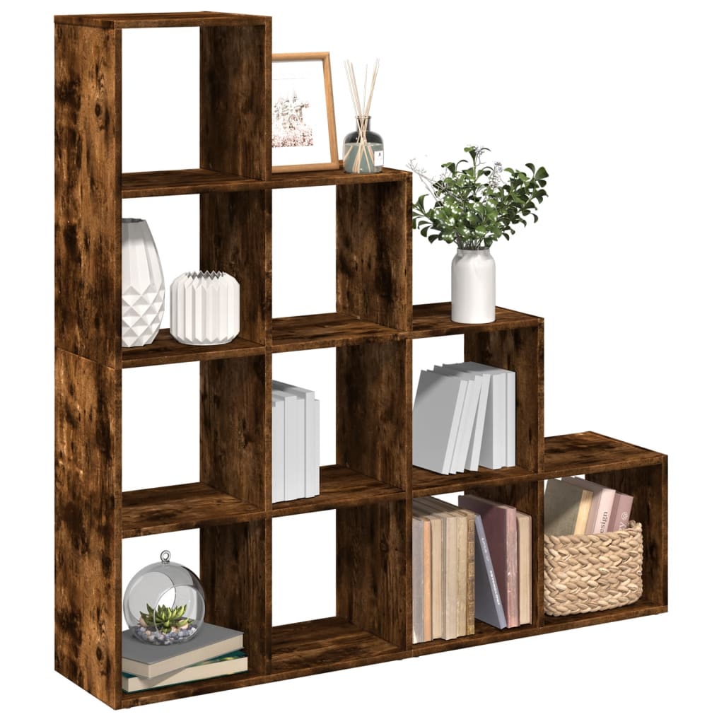 Raumteiler Bücherregal Räuchereiche, 4 Stufen