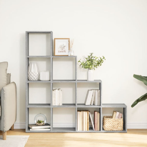 Graues Raumteiler-Bücherregal, 4 Stufen