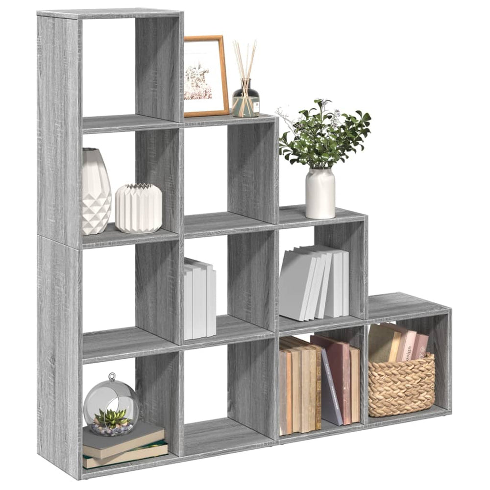 vidaXL Room Divider Bookshelf 4-Tier Sonoma Grey 131.5x29x131.5 cm