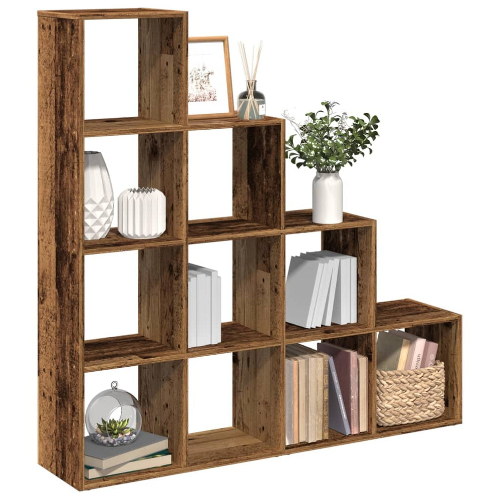 Raumteiler Bücherregal Altholz-Optik 4 Stufen