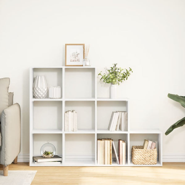 Weißes Raumteiler-Bücherregal, 3 Stufen