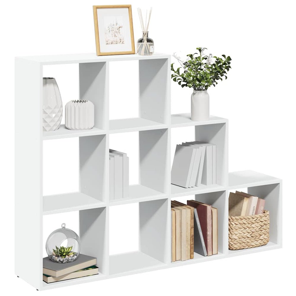 Weißes Raumteiler-Bücherregal, 3 Stufen