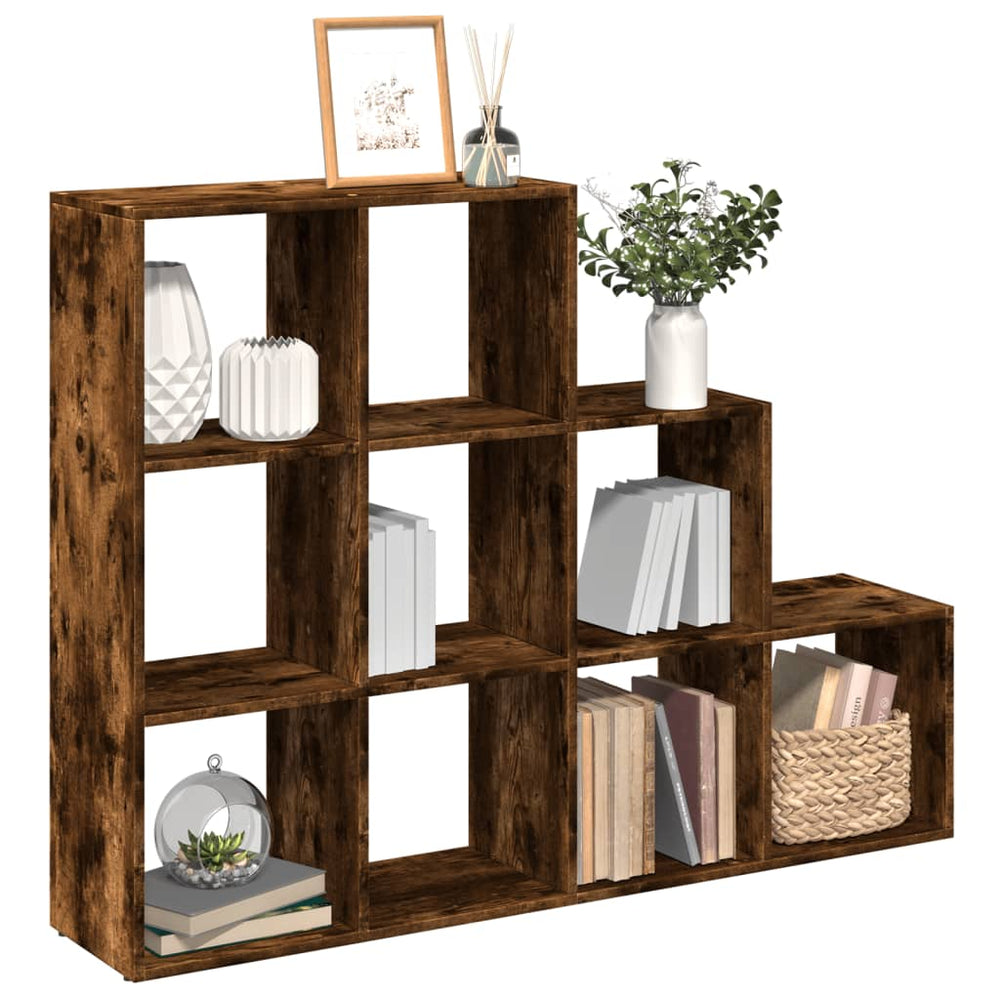 vidaXL Room Divider Bookshelf 3 Tiers Smoked Oak 137.5x29x103.5 cm