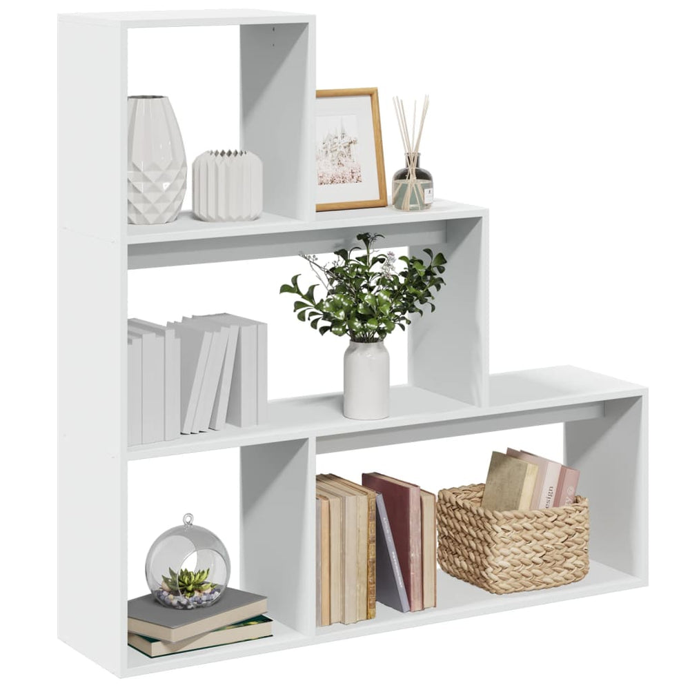 vidaXL Room Divider Bookcase 3 Tiers White 123x29x123cm Engineered Wood