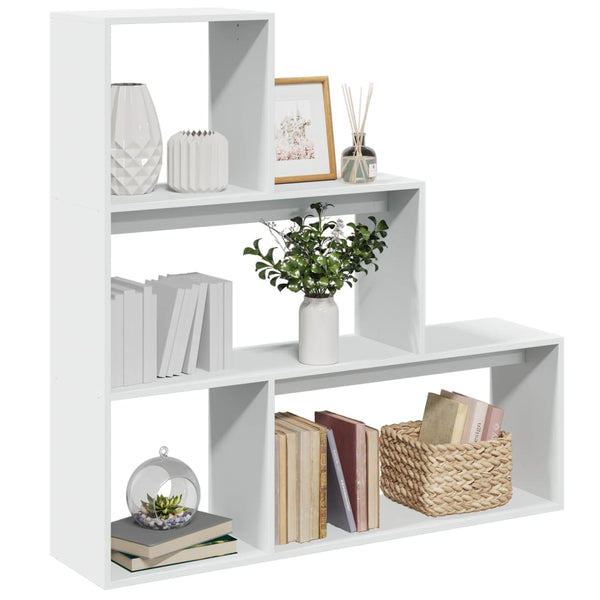 Raumteiler Bücherregal Weiß, 3 Stufen