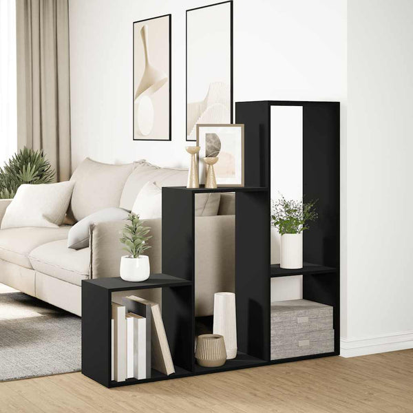 Raumteiler Bücherregal Schwarz 3-stufig